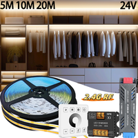 5M 10M 20M COB LED Strip 24V Dimmable 3000K 4000K 6000K High Density Flexible LED Tape Light RF Dimmer for Home LED Strip Lights