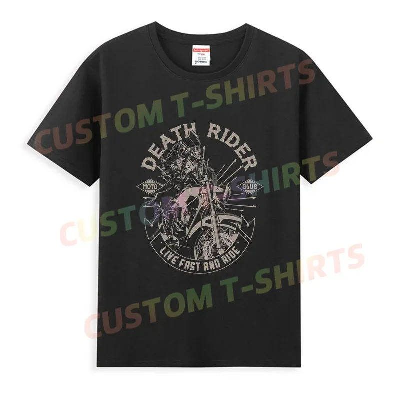 

Men T Shirt Casual Death Rider Moto Club Biker Motorcycle T-shirt Graphic Oversized Comfortable Streetwear S-3XL Cool Tee