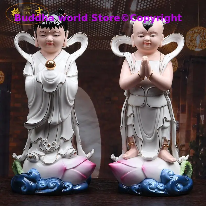 2025 - ГОРЯЧАЯ ПРОДАЖА Фигурка Будды HOME SHOP Прорительный FENG SHUI GUANYIN TONGZI maidens JIN TONG YU NV цветная керамическая статуя 2025 - ГОРЯЧАЯ ПРОДАЖА Фигурка Будды HOME SHOP Прорительный FENG SHUI GUANYIN TONGZI maidens JIN TONG YU NV цветная керамическая статуя