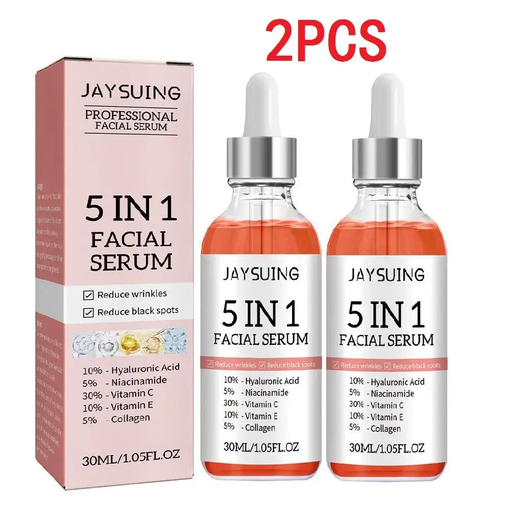 5 in 1 essenza viso antirughe idratante rassodante schiarente sbiancante dissolvenza Acne brufoli restringere i pori cura della pelle 30ML