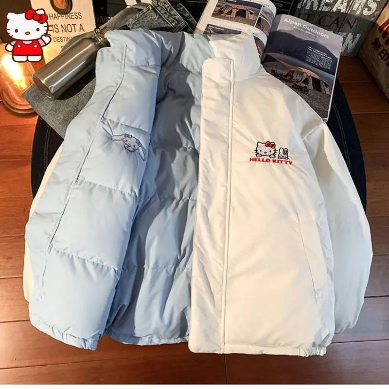 

Y2K Anime Kawaii Hello Kitty Down Jacket Reversible Women Cinnamoroll Winter Thicken Warm Cotton Clothes Coat Student Loose Gift