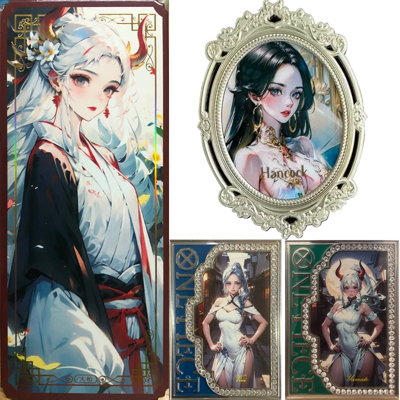 Anime ONE PIECE Metal relief Oil painting card with drill Boa Hancock Yamato Nico Robin Entertainment toys Board game card