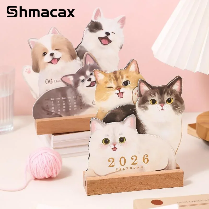 

2026 милая серия кошек и собак, настольный календарь, настольный планировщик, органайзер для годовой повестки дня, заметки для домашнего офиса, школы, ежедневный планировщик