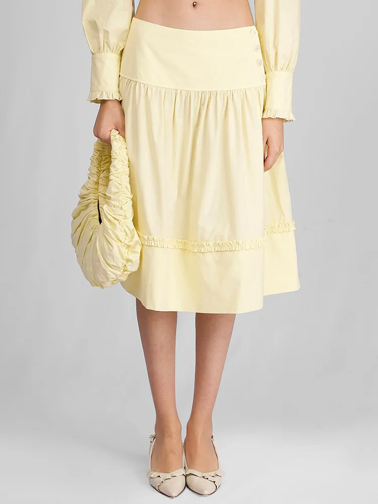 

Юбка А-силуэта с пуговицами, хлопковая, с низкой талией, креативный дизайн, женская модная одежда Ciwalk, весенний сезон, свободный крой