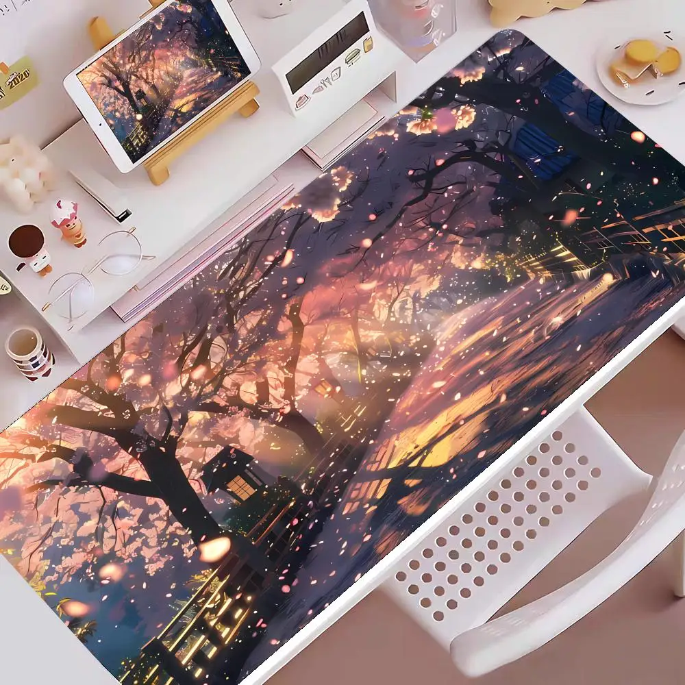 Pink Flowers Mouse Pad Fallen Flowers E-sports gaming mouse pad oversized personalized desk pad keyboard mouse pad