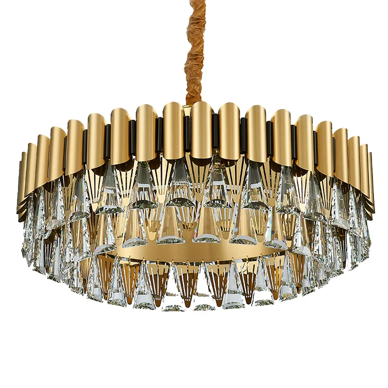 

Modern K9 Crystal Chandelier Lighting Home Hotel Villa Dining Room Decoration Light Gold Luxury Stainless Steel Pendant Lamp E14