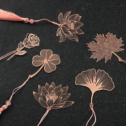 Chinese Style Handmade Book Mark Pink Rose Lotus Flower Bookmarks for Book Lover Gifts for Friend Collection Gift