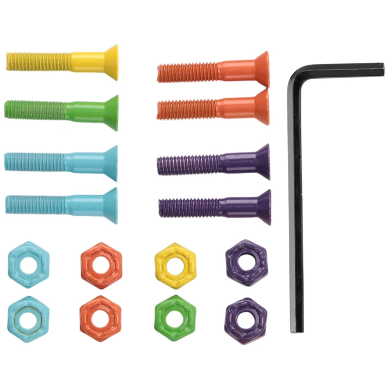 스케이트 보드, 스케이트 보드 하드웨어 나사, 25Mm 육각형 하드 스케이트 보드 부품 용 9Pcs 컬러 장착 볼트의 새 키트