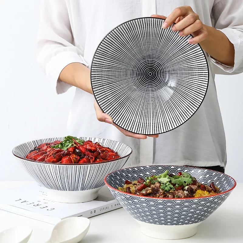 Large Size Creative Nordic Japanese Style Soup Bowl for Home Use Instant Noodles Restaurant Special 8 Inch Ceramic Bowl
