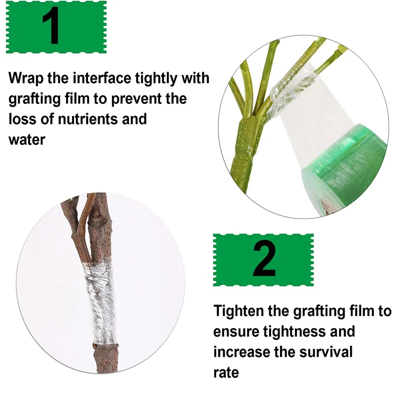 PE Grafting Tape 2/2.5/3cm Wide 100/200meter Length Self-Adhesive Stretchable Film for Tree Plant Tomato & Vine Grafting 1 Roll