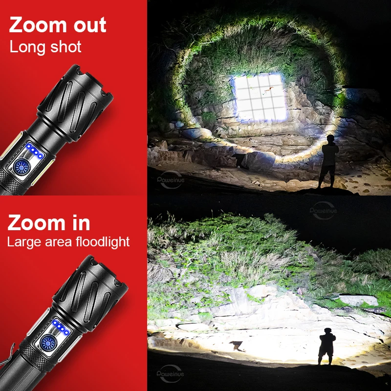 Newest XHP160 Powerful Flashlight High Power Tactical Torch USB Rechargeable LED Lantern 18650 Magnet Tail Metal Clip Flashlight