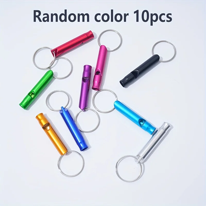 

10PCS emergency rescue whistles with keychains - made of high-quality copper aluminum alloy - suitable for hiking and camping