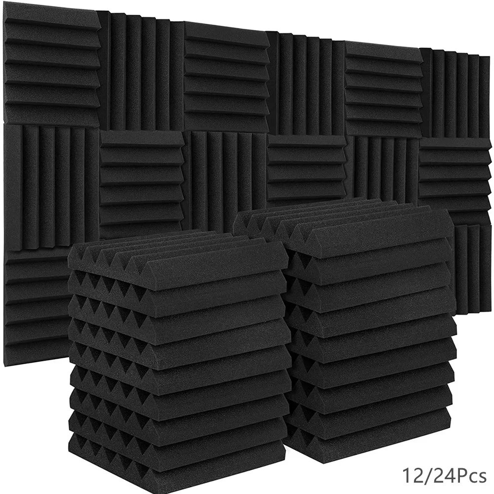 

12/24Pcs 30x30x5cm Studio Acoustic Foam Panels Drum KTV Room Sound Absorbing Foam Wedge Tiles Noise SoundProofing Wall Decor Pad