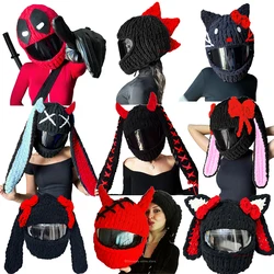 New Christmas Plush Cover Motorcycle Helmet Accessories Motocross Full Face Woman Helmet Decoration Helmet Cosplay Styling