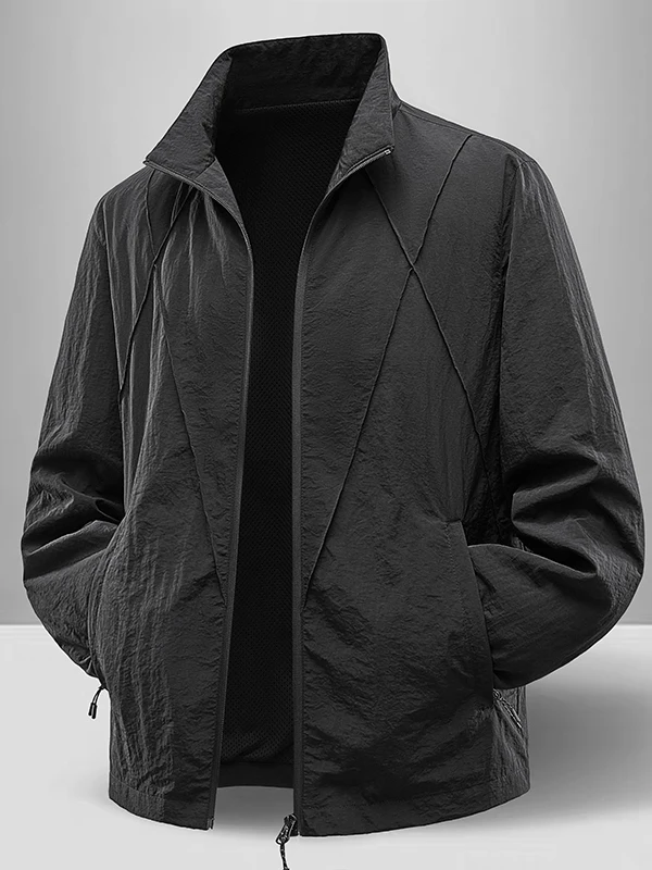 

Легкая повседневная куртка с воротником-стойкой для мужчин, весна-осень, тонкая, свободная, деловая, для папы, спортивная верхняя одежда