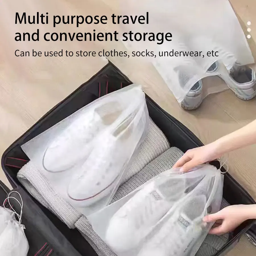 

50pcs/set - Premium White Shoe Storage Bags Shoe cover- Durable non-woven fabric with drawstring closure and yellow, moisture an