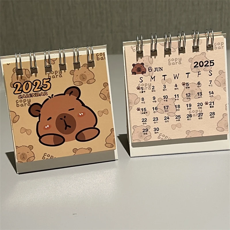 2025 Cartoon Capybara Mini Desk Calendar Desktop Calendar Small Ornaments Decoration Christmas Gift