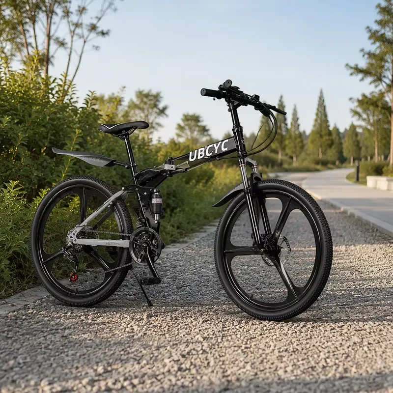 26 Folding Mountain Bike 21 Speed Mountain Bike Dual Shock Disc Brake Adult Commuter Bike