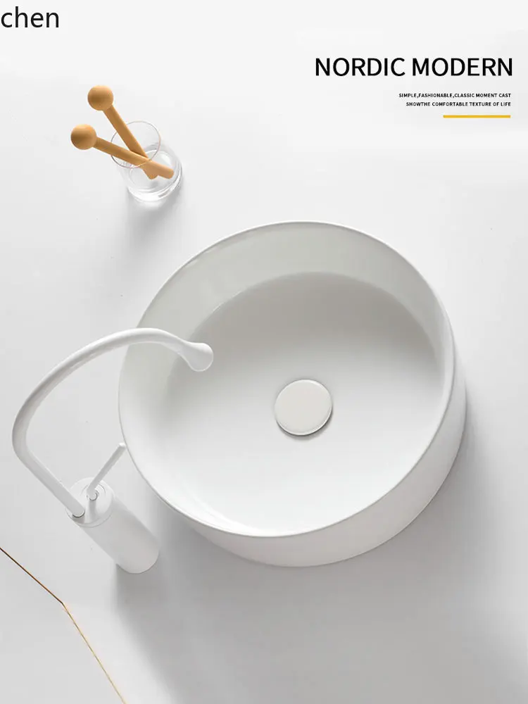 HT Countertop Basin Round Wash Small Size Mini Balcony Ceramic Face Washing Basin Ready to ship and purchase with peace of mind