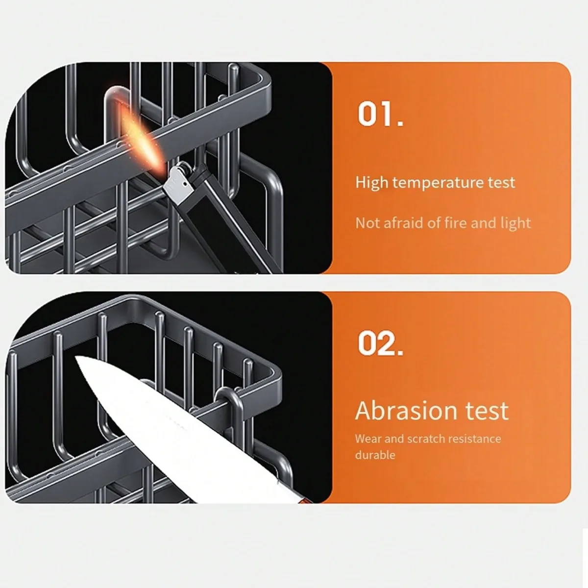 Kitchen Sink Caddy Organizer with Self-draining Tray,Sponge Holder for Kitchen Sink,Bathroom and Kitchen Supplies,With Towel Rac