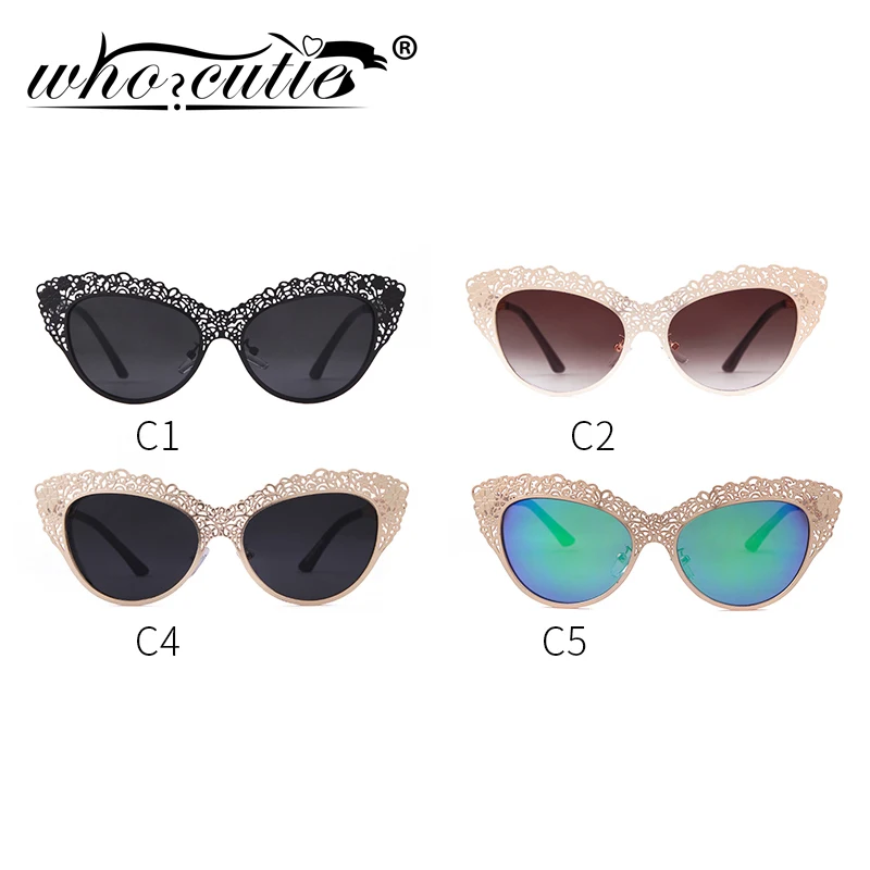 Cat Eye Sunglasses Women Baroque Flower Hollow Metal Frame 2025 Brand Designer Vintage Retro Cateye Sun Glasses Lady Shades S086