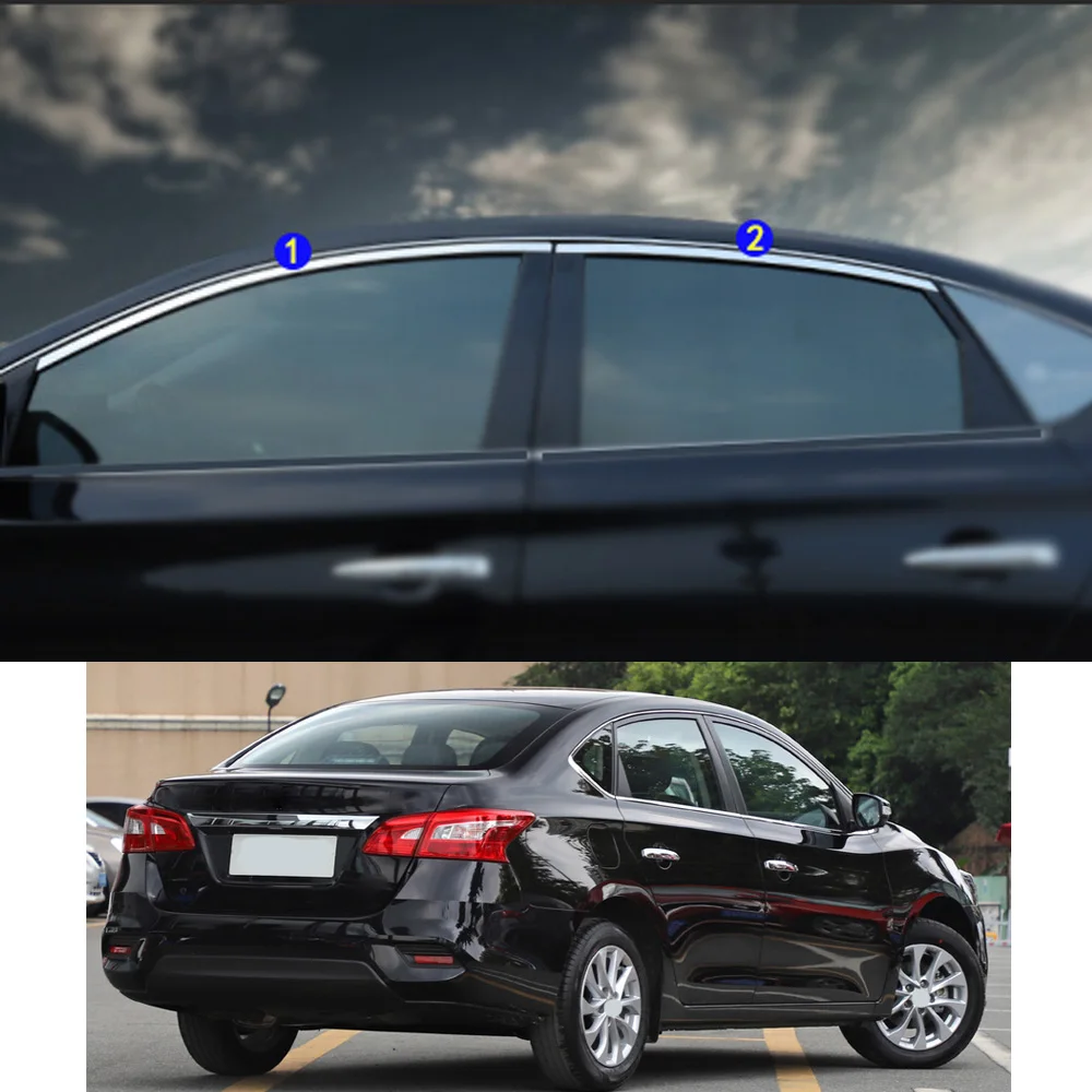 

For Nissan Sylphy 2012 2013 2014 2015 2016 2017 2018 2019 Car Sticker Garnish Pillar Window Middle Strip Trim Frame Hoods