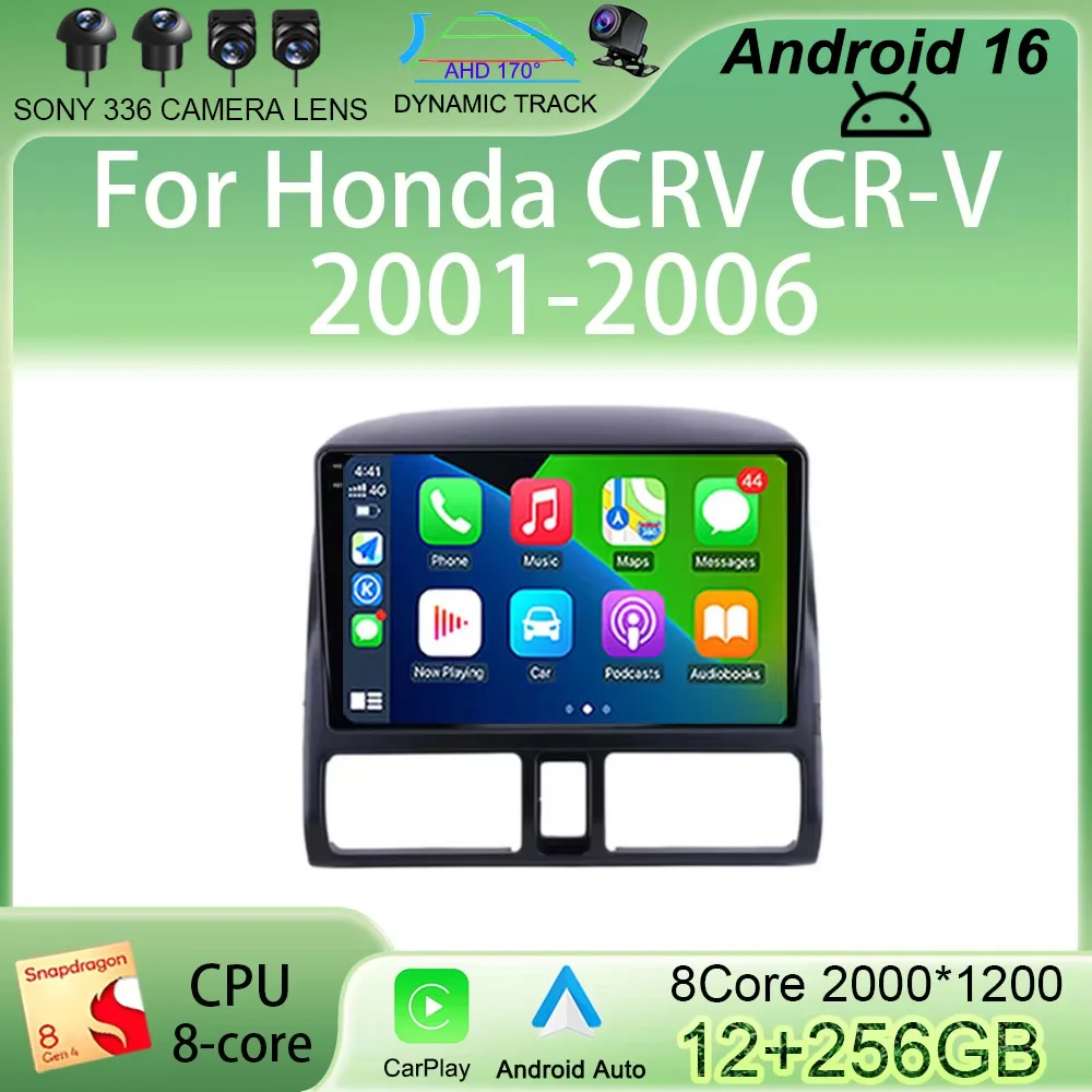 Android 16 Car Radio Carplay Multimedia Player for Honda CRV CR-V 2001 - 2006 Auto Stereo 2din GPS Navigation Head Unit NO DVD