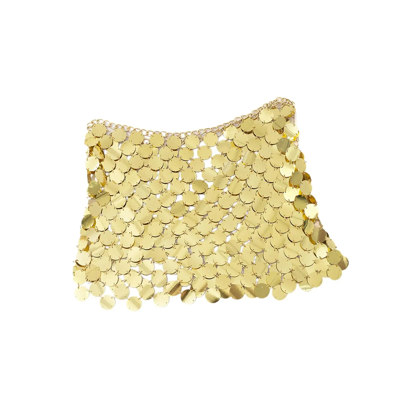 Women Girls Sequin Skirt Fashion Waist Chain Bikini Skirt Hollow Out Chain Mini Skirt Hip Skirt for Festival Party Summer