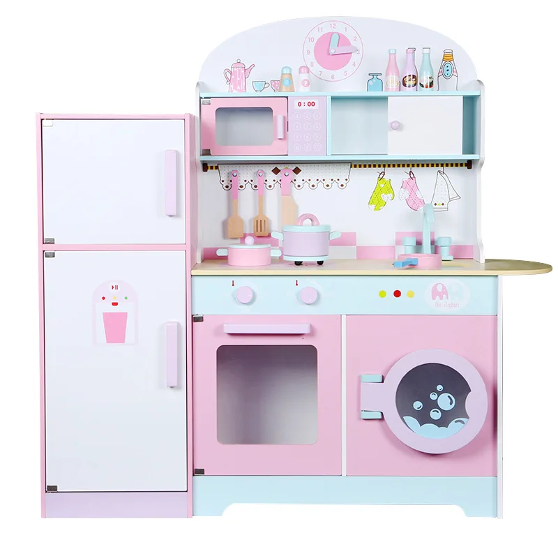 

Newest Wooden Simulation Refrigerator Kitchen Toy Kids Early Education Role Play Wooden Kitchen Toy