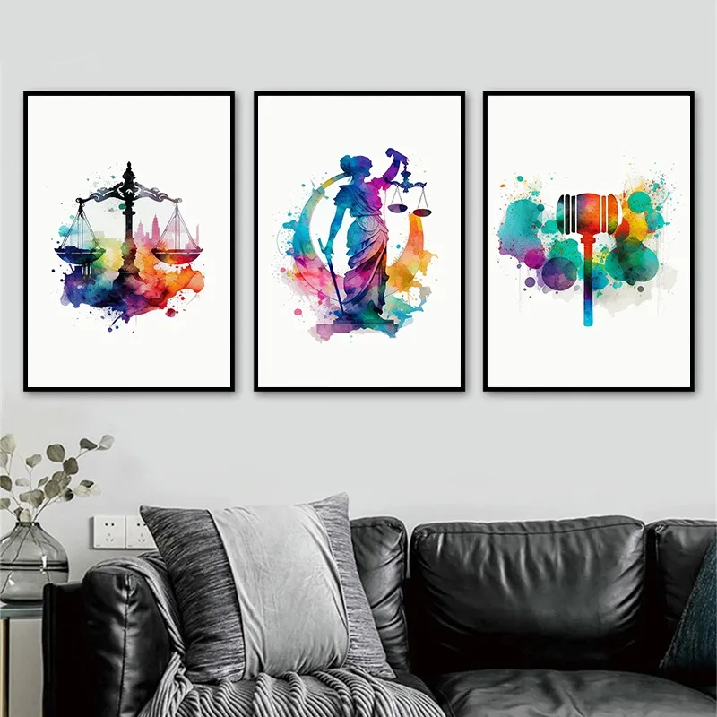 1pc frameless Canvas Painting Justice Lady Law Order Scales Gavel Posters and Prints Canvas Painting Wall Art Picture Modern Law