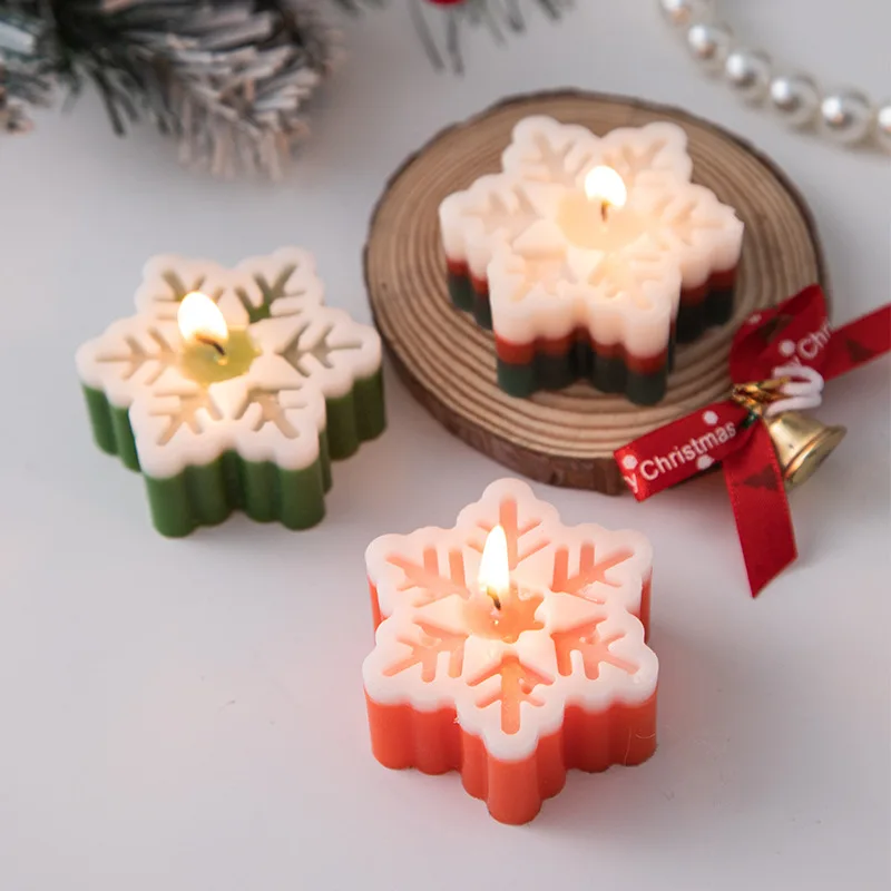Weihnachten Schneeflocke Aromatherapie Kerze Zubehör handgemachte romantische Atmosphäre kreative Home Dekorationen mit Geschenke Ornamente