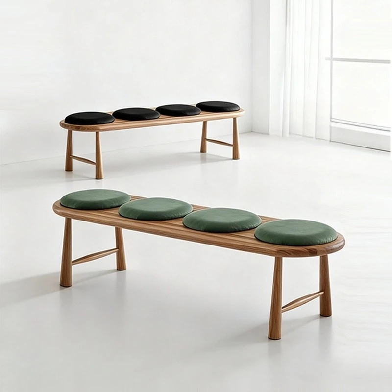 Nordic light luxury solid wood home shoe changing stool Italian minimalist bedroom fabric bedside stool