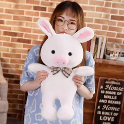 Pig Rabbit Piggy Bunny Bow Tie Plush Toy Stuffed Doll Cartoon Animal Dad Mom Appease Bedtime Story Friend Boy Girl Birthday Gift