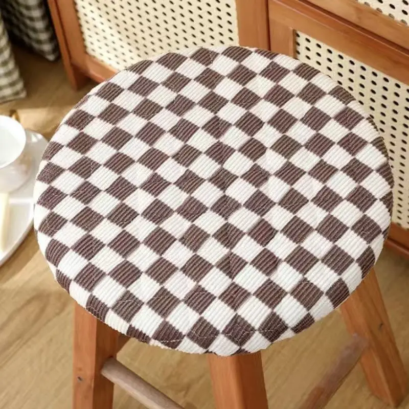 

Thickened Corduroy Stool Cushion Cover Elastic Non-Slip Round Seat Pad, Washable Cotton Chair Protector for Home Decor Va
