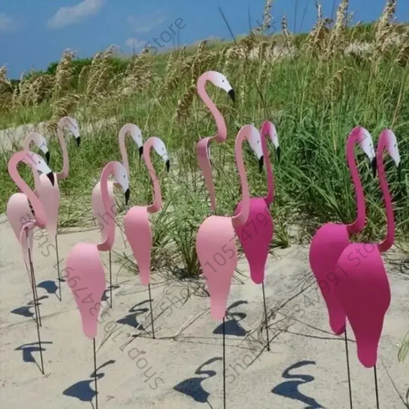 Florida Dancing Birds Garden Metal Art Fluttering Metal Rust-Proof Flamingo Art Piece Wind Spins