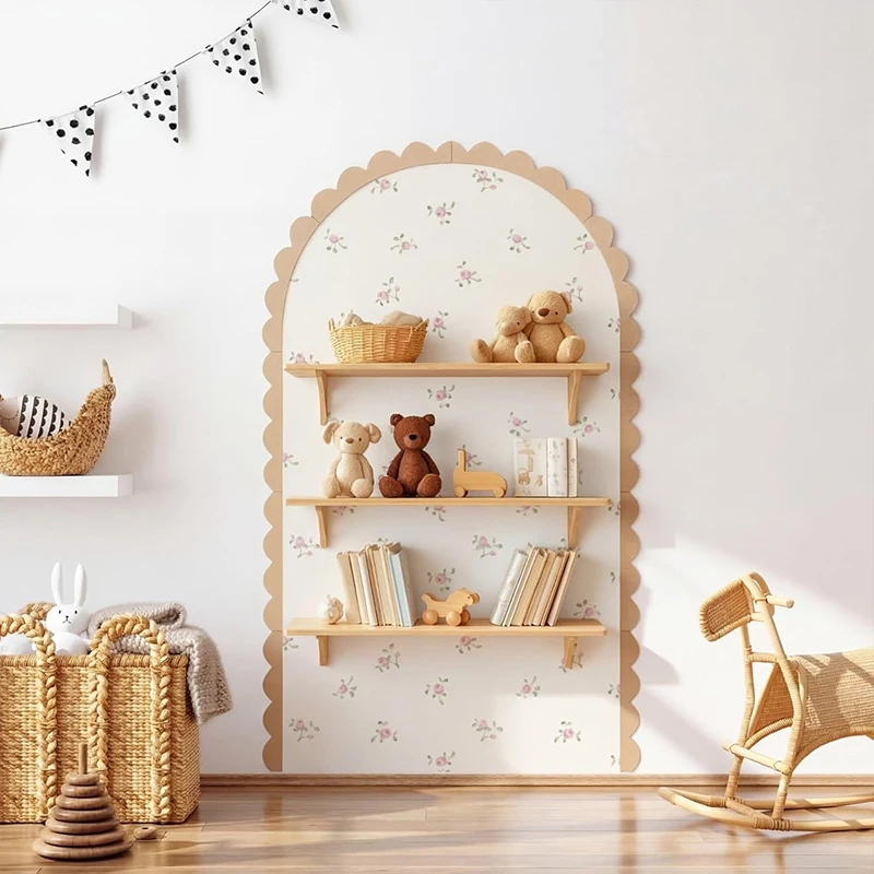 Scalebeard Wood Wall Arch Decor Diy Unfinished Wood Frame Scalloped Crafts Trim Accent Furniture Molding Kids Room Nursery Decal
