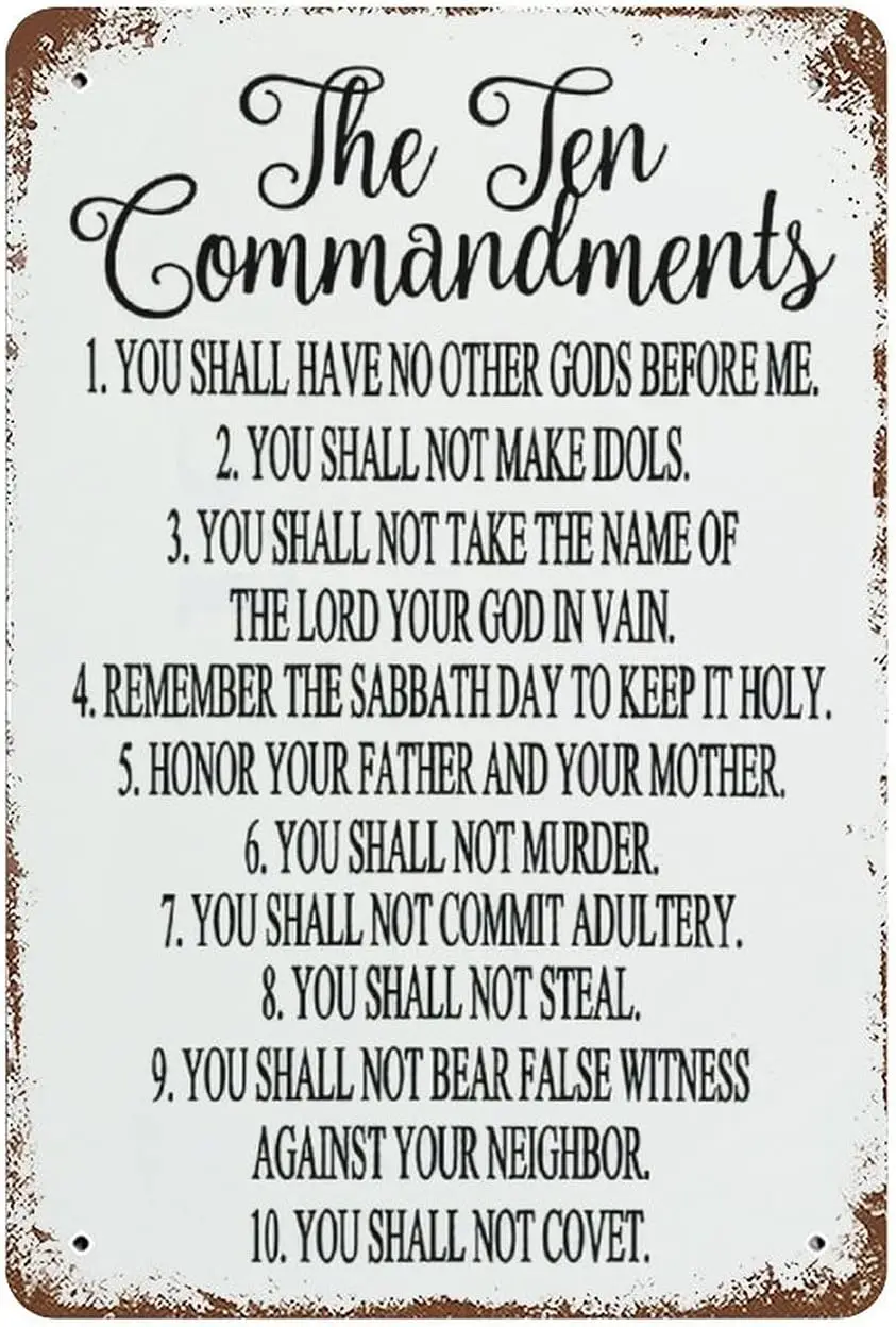 Ten Commandments Metal Sign, Wall Hanging Sign, Vintage Metal Sign,Rustic Farmhouse Signs for Home Bar Coffee Office Garage sign