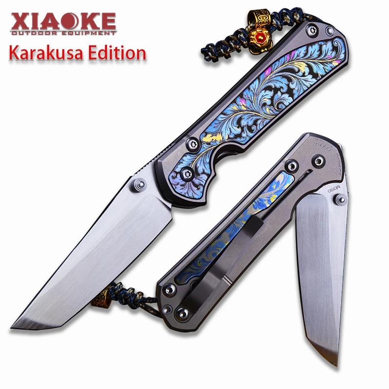 Premium M390 Steel Folding Knife TC4 Titanium Engraved Handle Outdoor EDC Portable Gift Collectible Pocket Tool