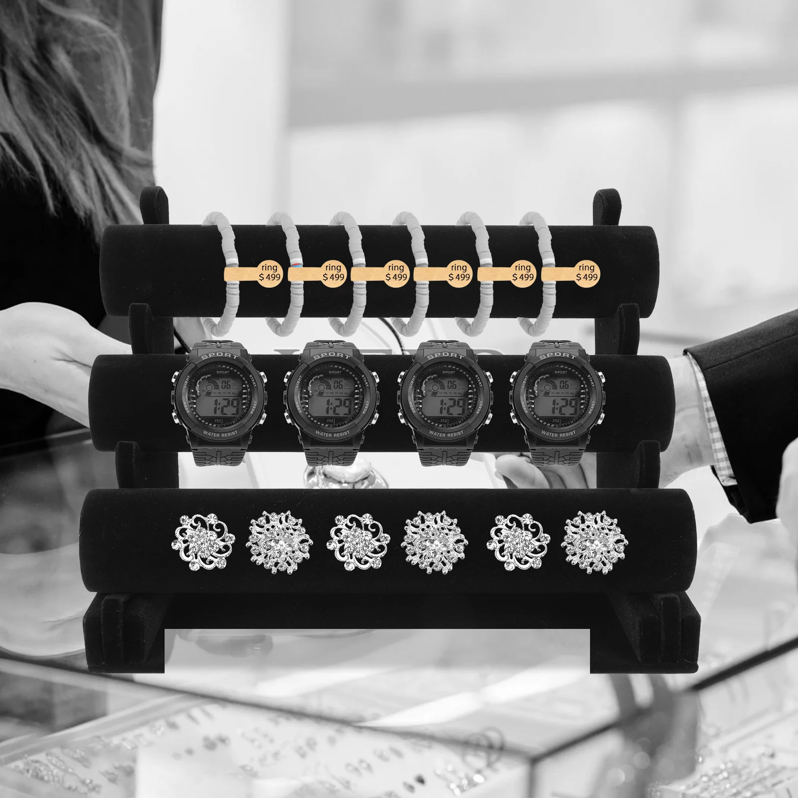 

2 Rolls Kraft Paper Seal Stickers Gift Label Tamper Proof Retail Package Seal Self Adhesive for Rings Necklaces Watches