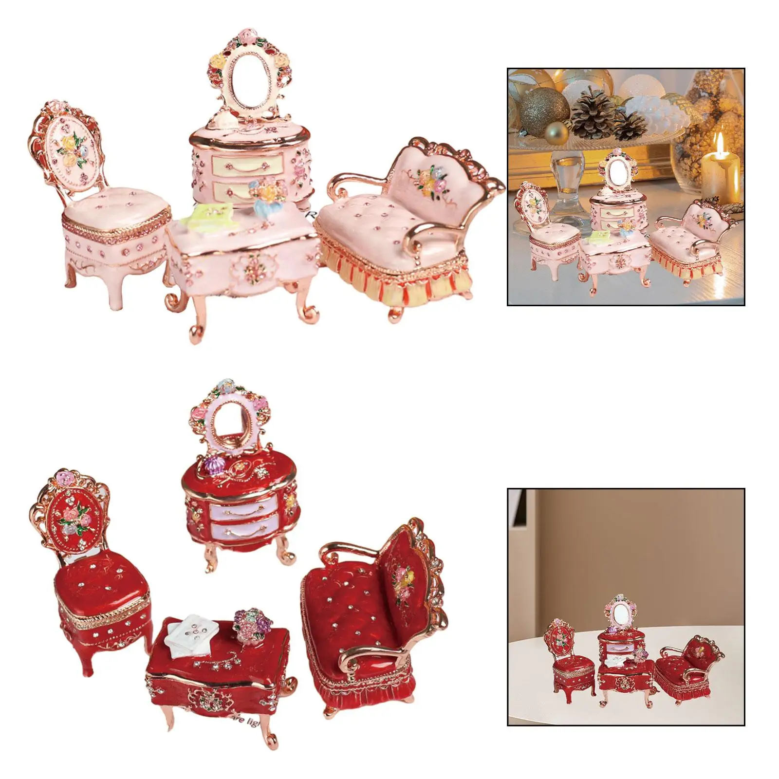 

Jewelry Box Vintage Design Hand Painted Keepsake Statue Enamel Trinket Box for