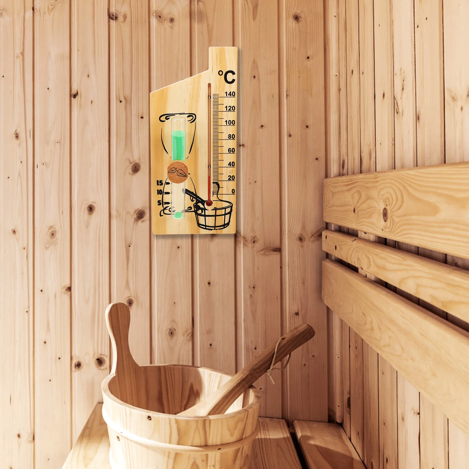 

15-Minute Sauna Wooden Hourglass Timer Durable Glass Tube Classic Design for Home Sauna Room Wooden Hourglass Timer