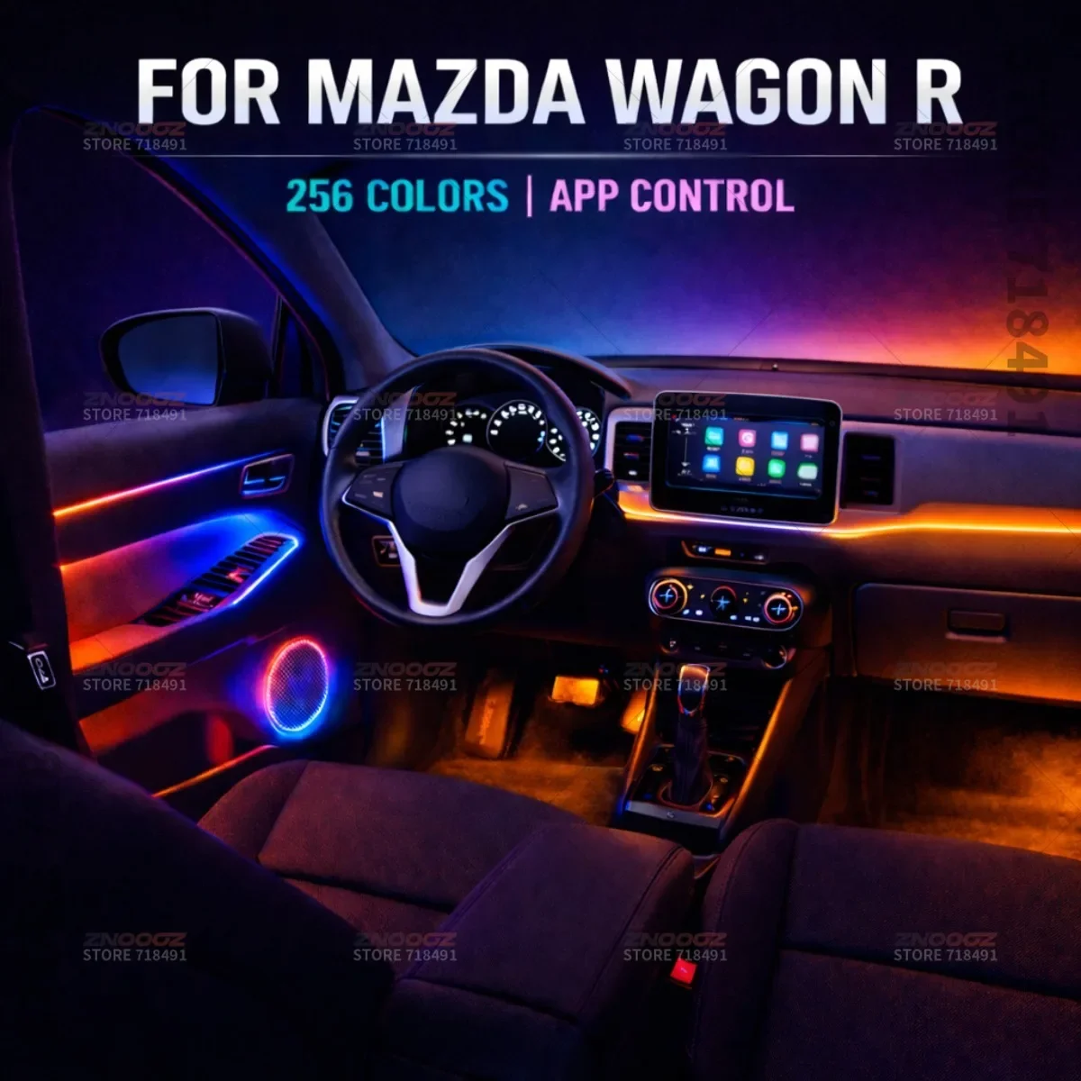 22in1 RGB Car Interior Acrylic Car Ambient Lights RGB Hidden Acrylic Strip Decoration Atmosphere Accessories For Mazda Wagon R