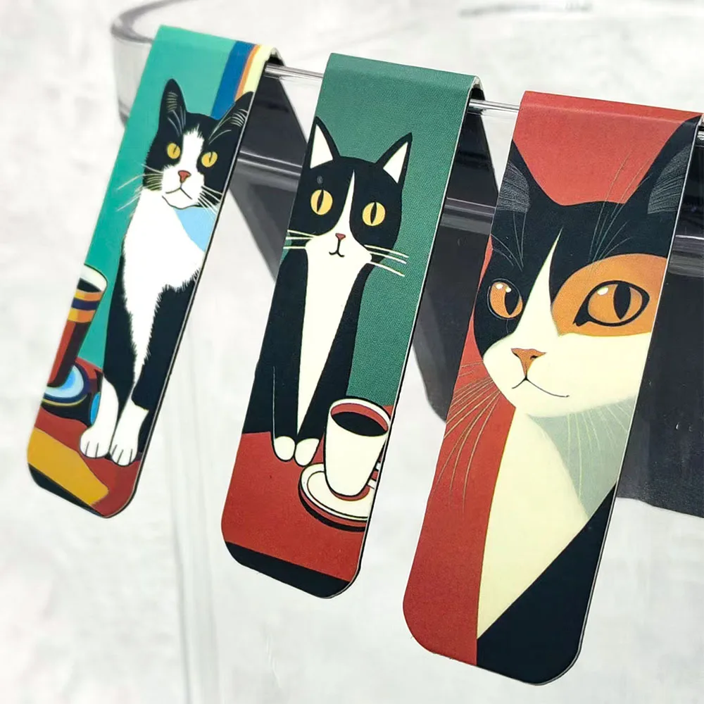 

5PCS Simple and Fun Cat Magnetic Bookmark For Page Label Card Creative Supplies Graduation Gifts Cartoon Animals Stationery Mark