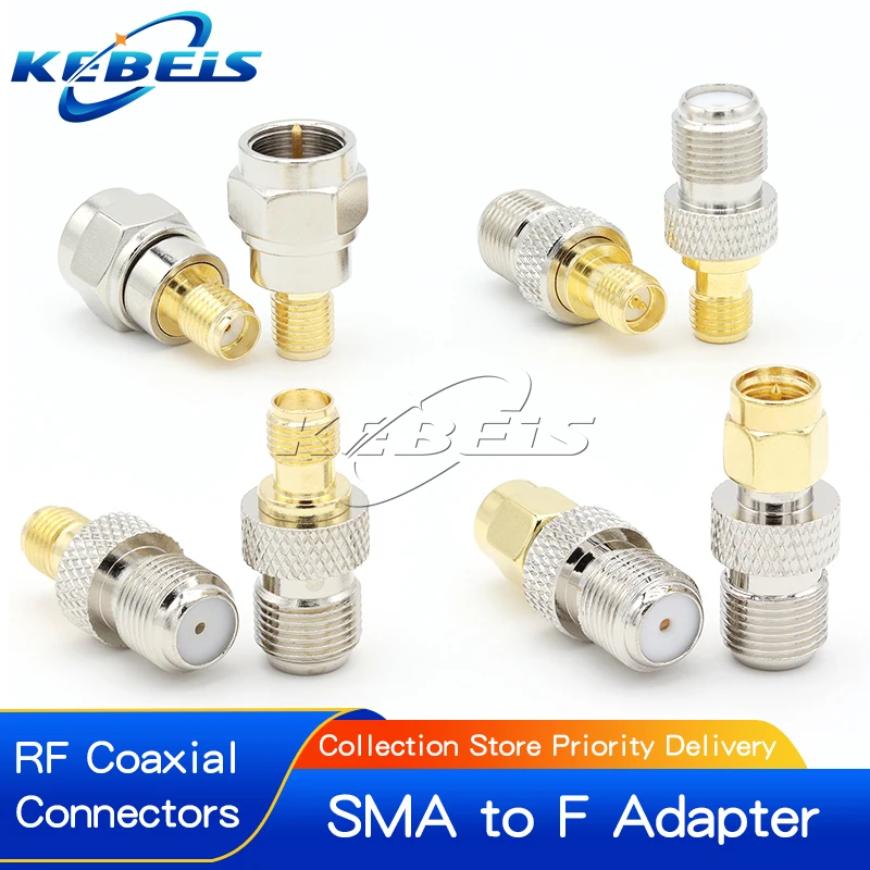 2Pcs SMA To F Female Male Straight Connector RPSMA To F Type Female Jack to SMA Male Plug RF Coaxial Adapter F to SMA Connector