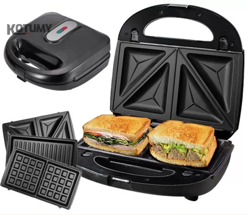 110V-240V Sandwich Maker Non-Stick Plates Breakfast Panini Press Grill Machine for Snack Making