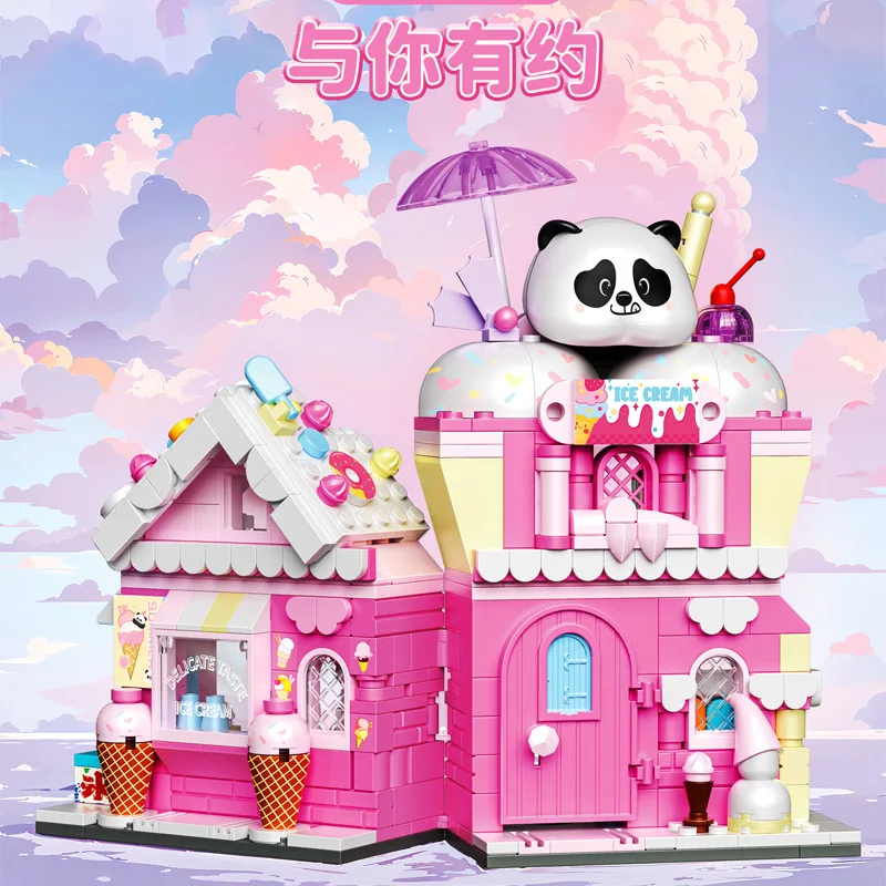 

Panda Mini Building Blocks Snowman Construction Set Blocks Cake Model Assembly Bricks DIY Home Decoration Toy for Kids Girl Gift