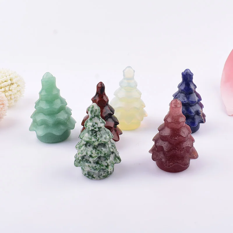 1 قطعة حجر الكريستال الطبيعي أشجار عيد الميلاد الديكور عينة معدنية الحرف الريكي شفاء DIY بها بنفسك هدية ديكور المنزل #3