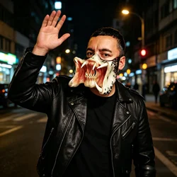 Predator Mask Funny Horrific Monster Masks Halloween Party Cosplay Props New Average Size for Adults Animal Latex Half Face Mask