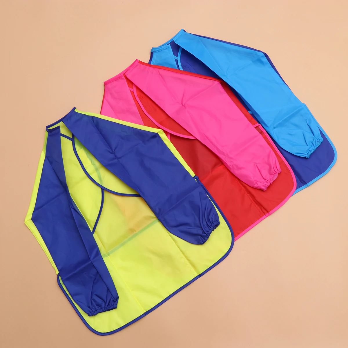 

3pcs Painting Smock Waterproof Long Sleeves Art Apron For Drawing Craft Reusable Adjustable Closure Red Royalblue