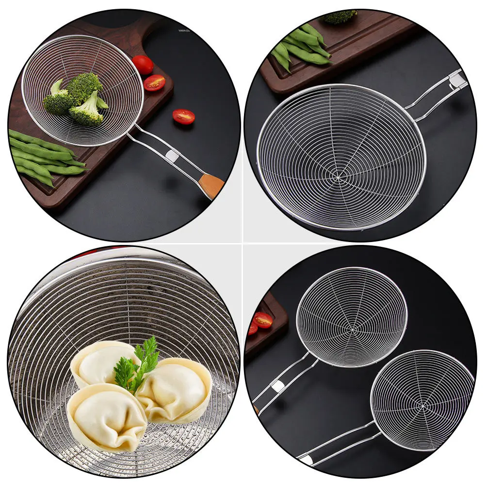 

1pc Stainless Steel Strainer Spoon Kitchen Spider Skimmer For Frying Noodles Hot Pot Colander Mesh Scoop Cookware Tool